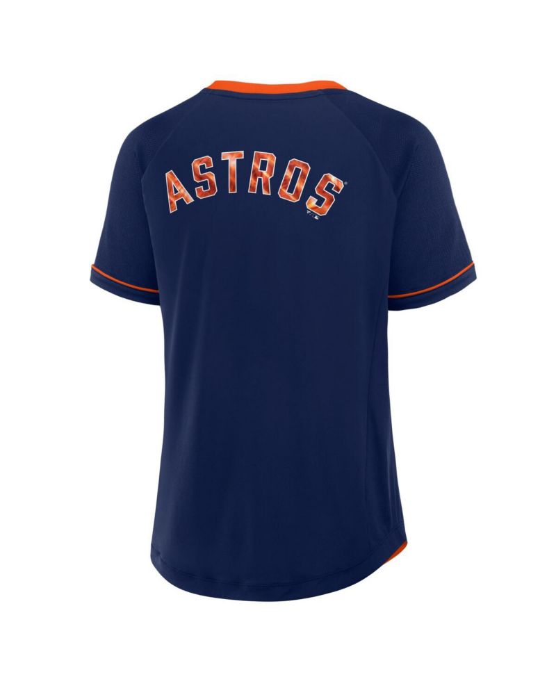 Women's Navy Houston Astros League Diva Star Raglan V-Neck T-Shirt