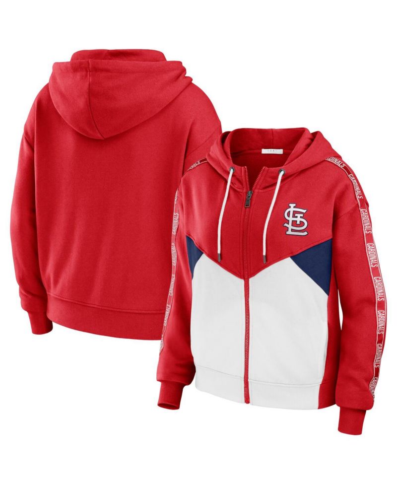 Women's Red, White St. Louis Cardinals Color Block Full-Zip Hoodie