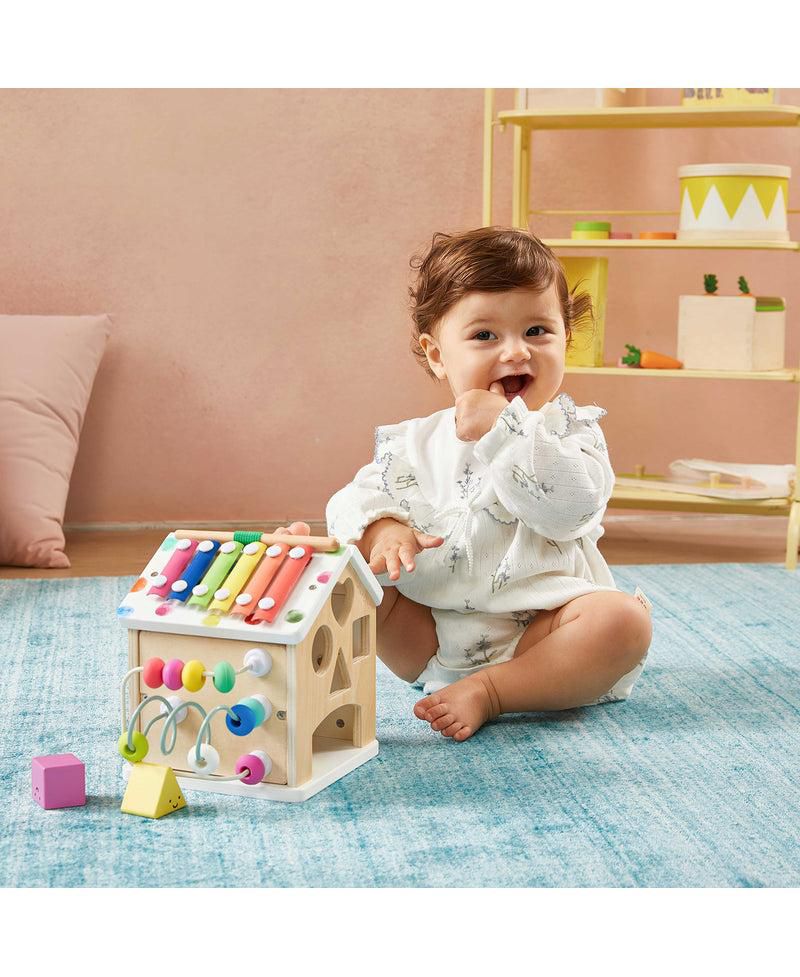 9-in-1 Wooden Activity Cube - Montessori Baby Activity Center