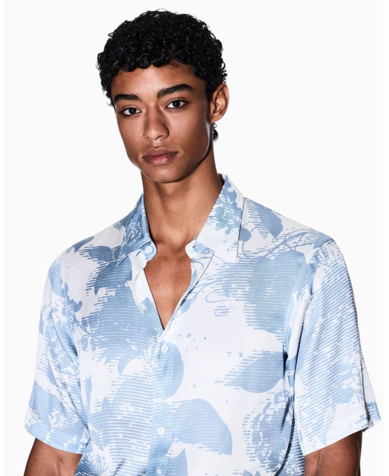 Men's Short Sleeve Viscose Print Woven Shirt