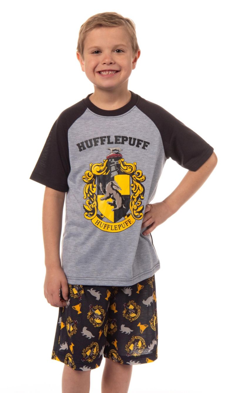 Boys' Hogwarts Castle All Houses Kids 2 Piece Raglan Pajama Set