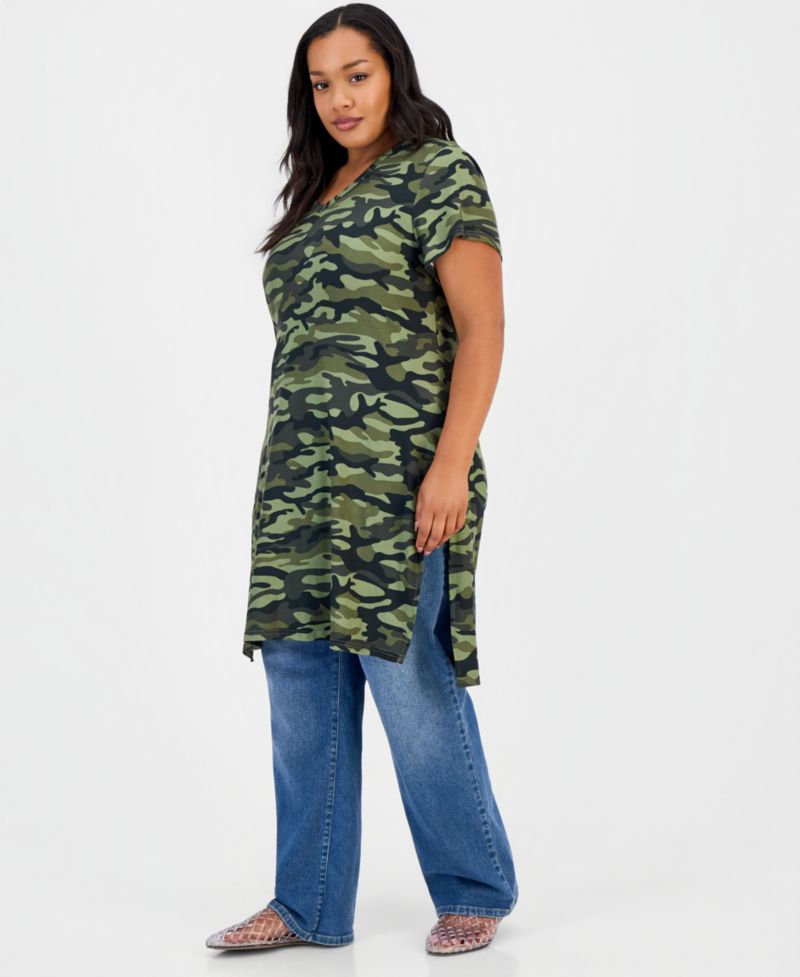 Trendy Plus Size Printed V-Neck Tunic