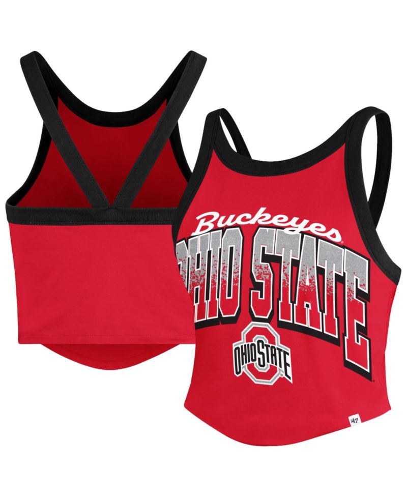 Women's '47 Scarlet Ohio State Buckeyes Shimmer Shadow Sporty Tank Top