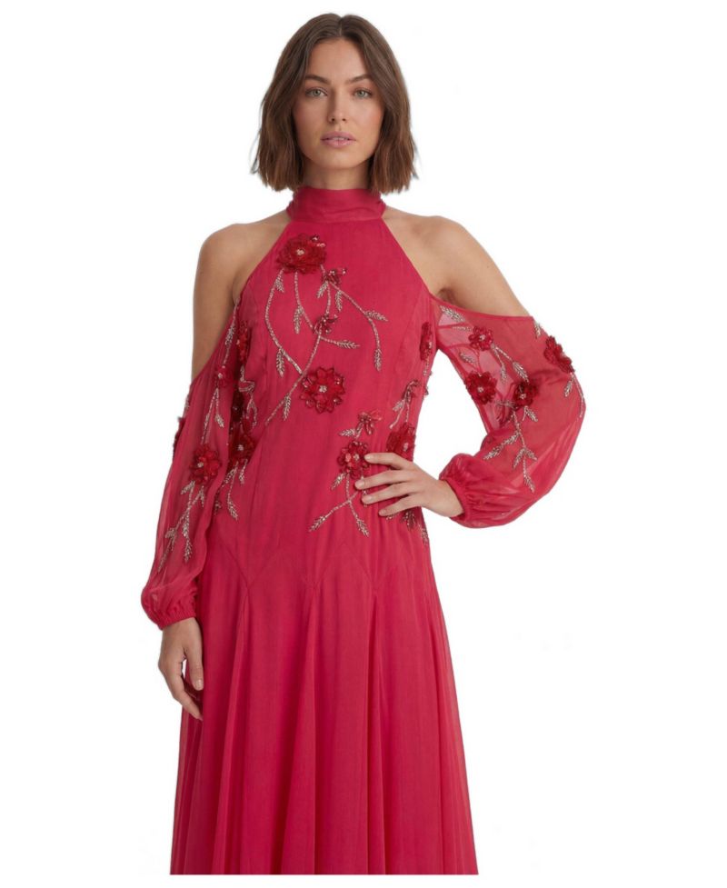 Women's 3D Floral Maxi Dress