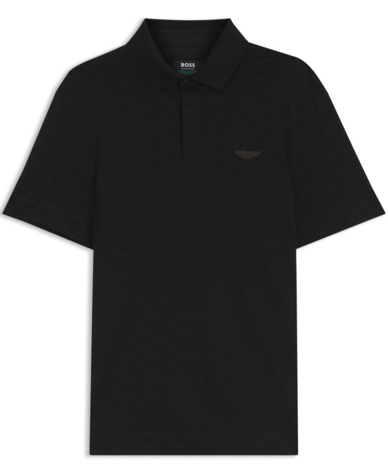 x Aston Martin Men'sCotton Mercerized Cotton Jacquard Regular-Fit Polo Shirt
