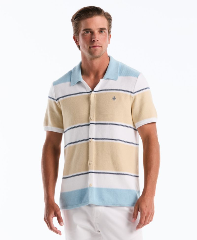 Men's Cotton Color-Block Stripe Shirt