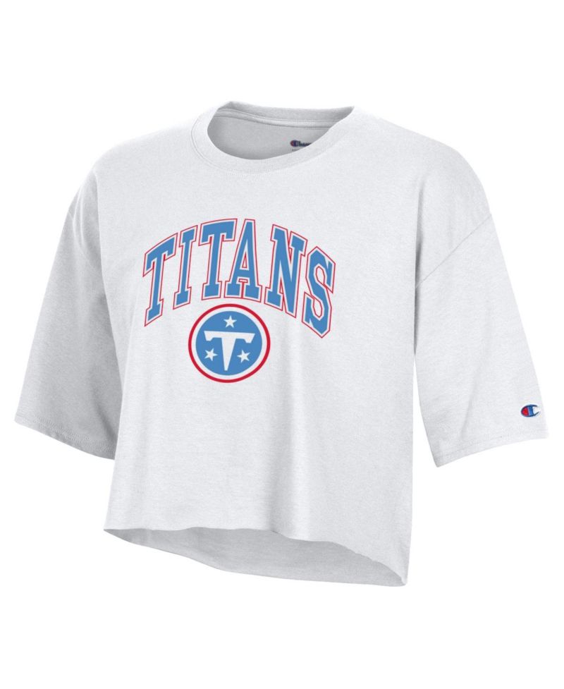 Women's White Tennessee Titans Boyfriend Cropped T-Shirt