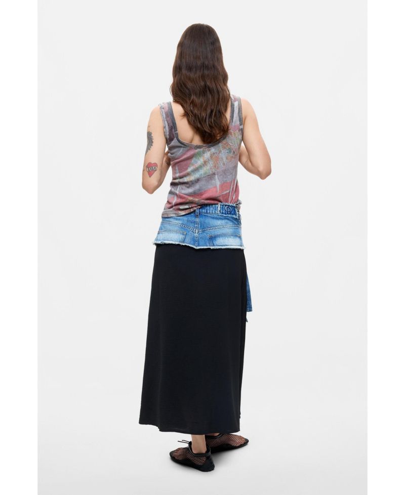 Women's Long pleated denim skirt
