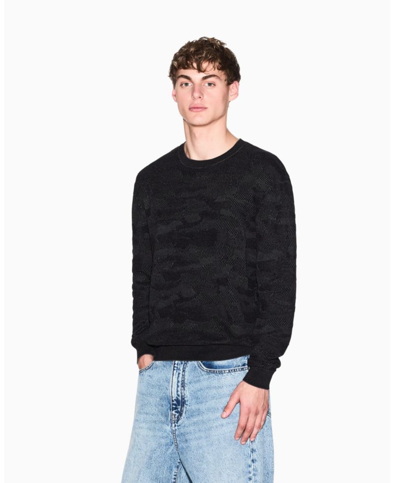 Men's Jacquard Camouflage Mercerized Cotton Sweater