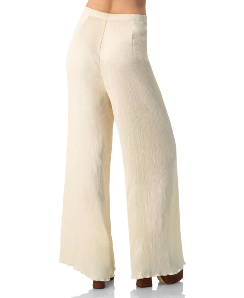 Women's Elastic Waistband Pleated Wide-Leg Pants