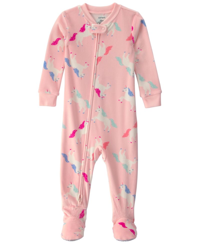 Carters Baby Girls' Unicorn 2-Way Zip Dream Plush Snug-Fit Footed Pajama