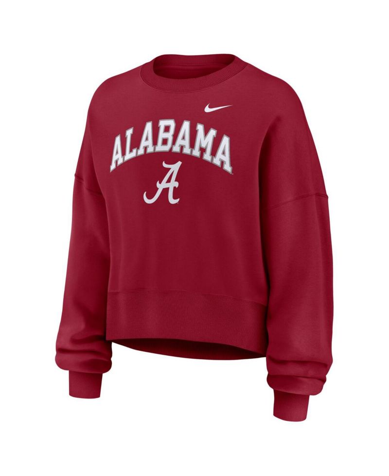 Women's Crimson Alabama Crimson Tide Oversized Phoenix Arch Pullover Sweatshirt