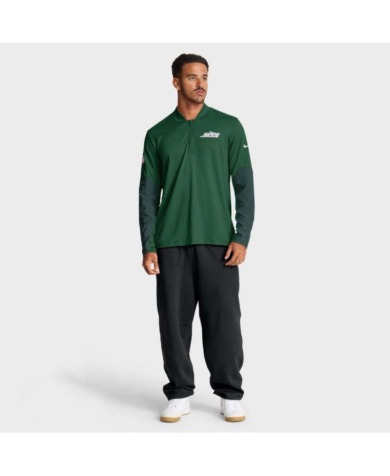 Men's Green New York Jets Sideline Dri-FIT Half-Zip Pullover Hoodie