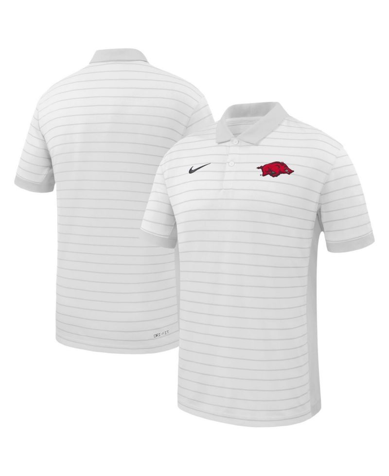 Men's White Arkansas Razorbacks 2025 Early Season Coaches Sideline Victory Stripe Performance Polo Shirt