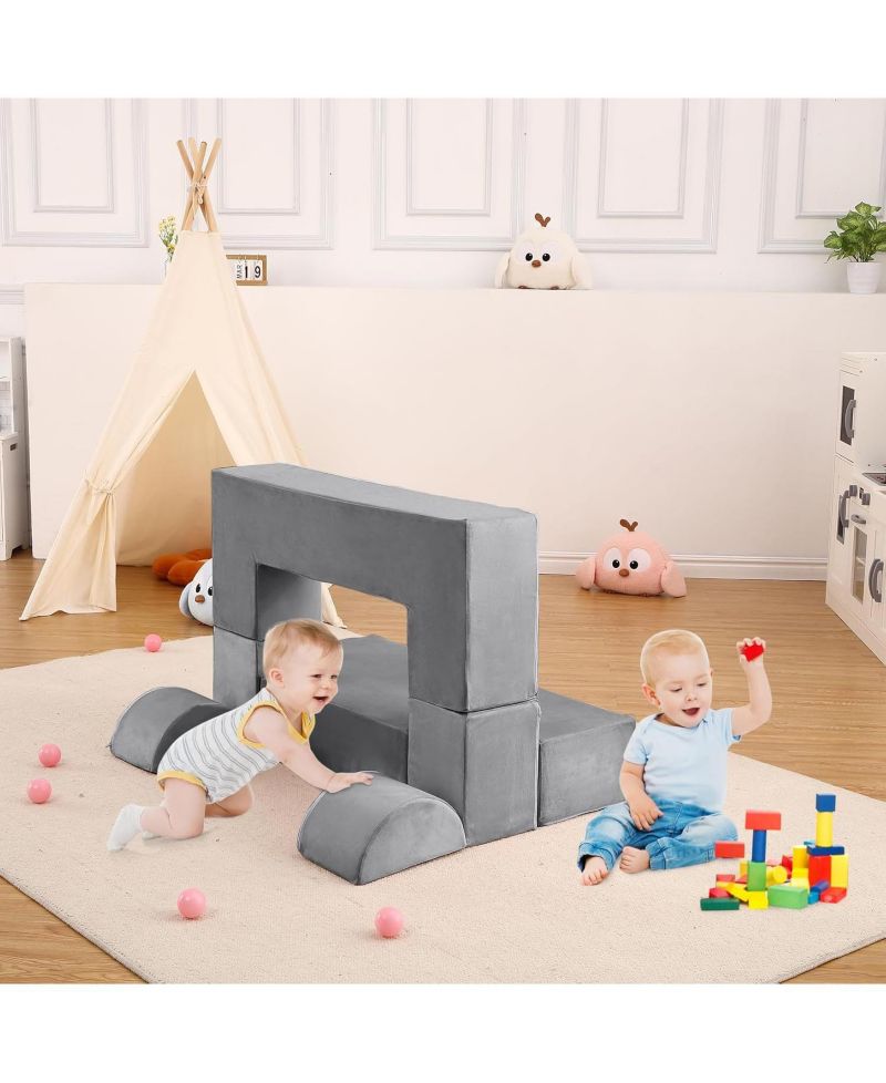 Modular Kids Couch Sofa for Toddlers and Kid's Foam Play Couch Convertible Soft Kids Sofa Set with Detachable Cushions