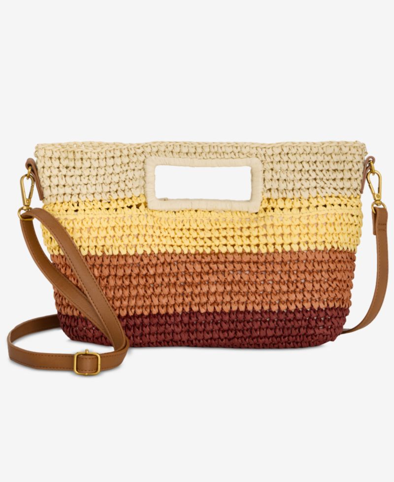 Striped Straw Clutch Bag