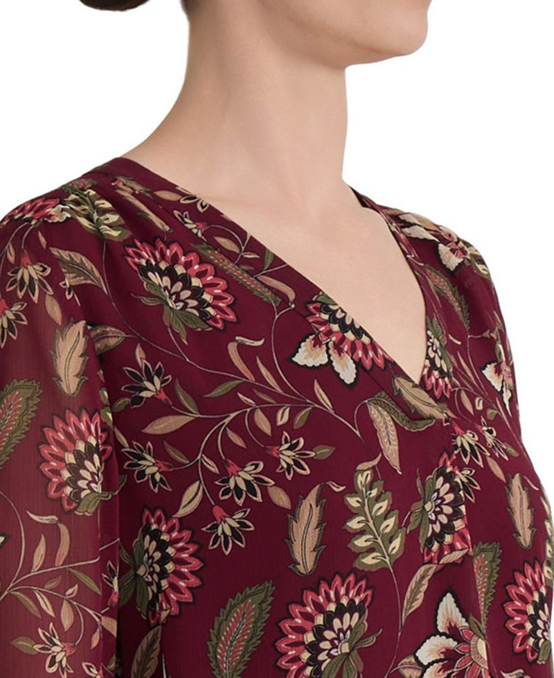 Plus Size Kelly Floral-Print V-Neck Flutter-Sleeve Blouse