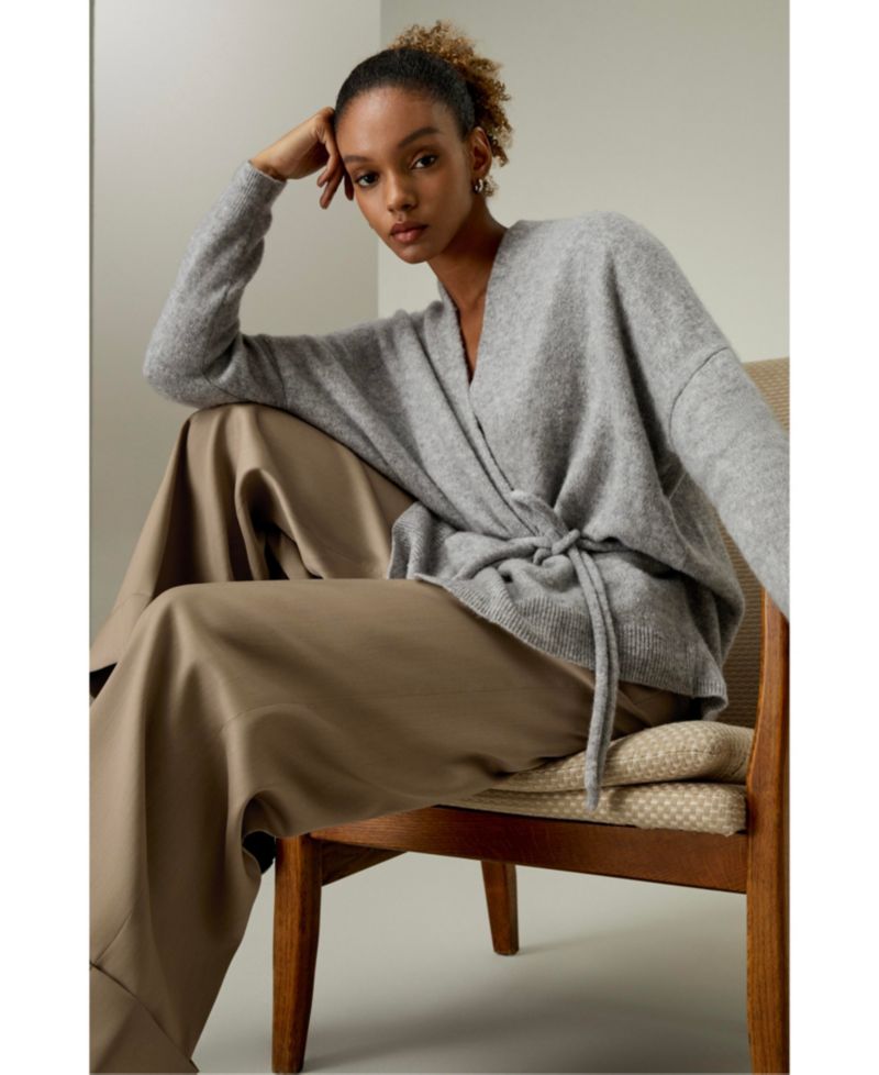 Women's Lounge Wrap Wool Knit Cardigan