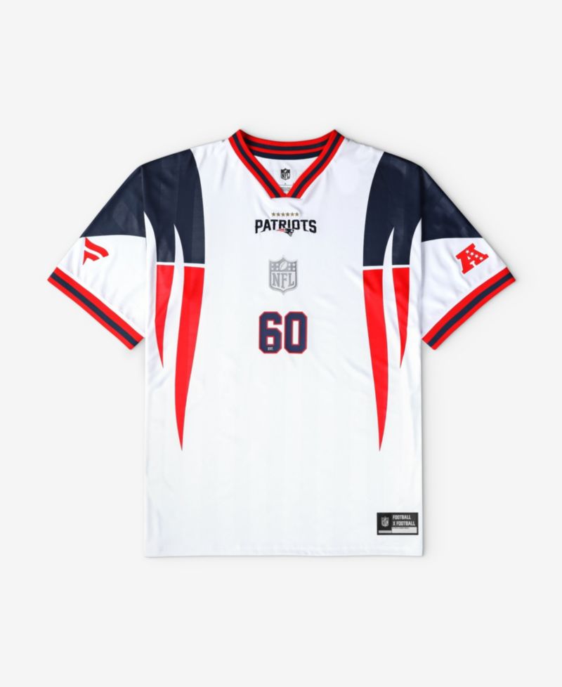 Big Boys and Girls White New England Patriots Football x Football V-Neck Fan Jersey