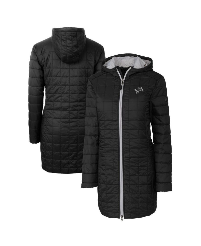 Women's Black Detroit Lions Rainier PrimaLoft Eco Insulated Full-Zip Hoodie Long Coat