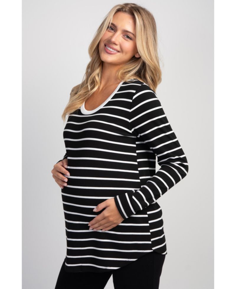 Maternity Striped Nursing Long-Sleeve Top