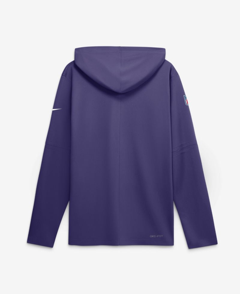 Men's Purple Baltimore Ravens Sideline Dri-FIT Long Sleeve Hooded T-Shirt