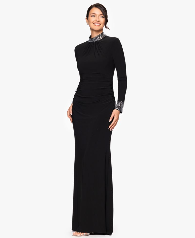 Women's Long Sleeve Mock Neck Gown