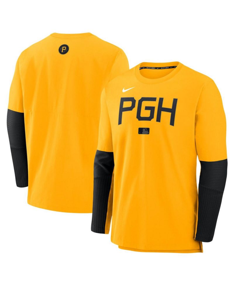 Men's Gold Pittsburgh Pirates Authentic Collection City Connect Lightweight Player Tri-Blend Performance Long Sleeve T-Shirt