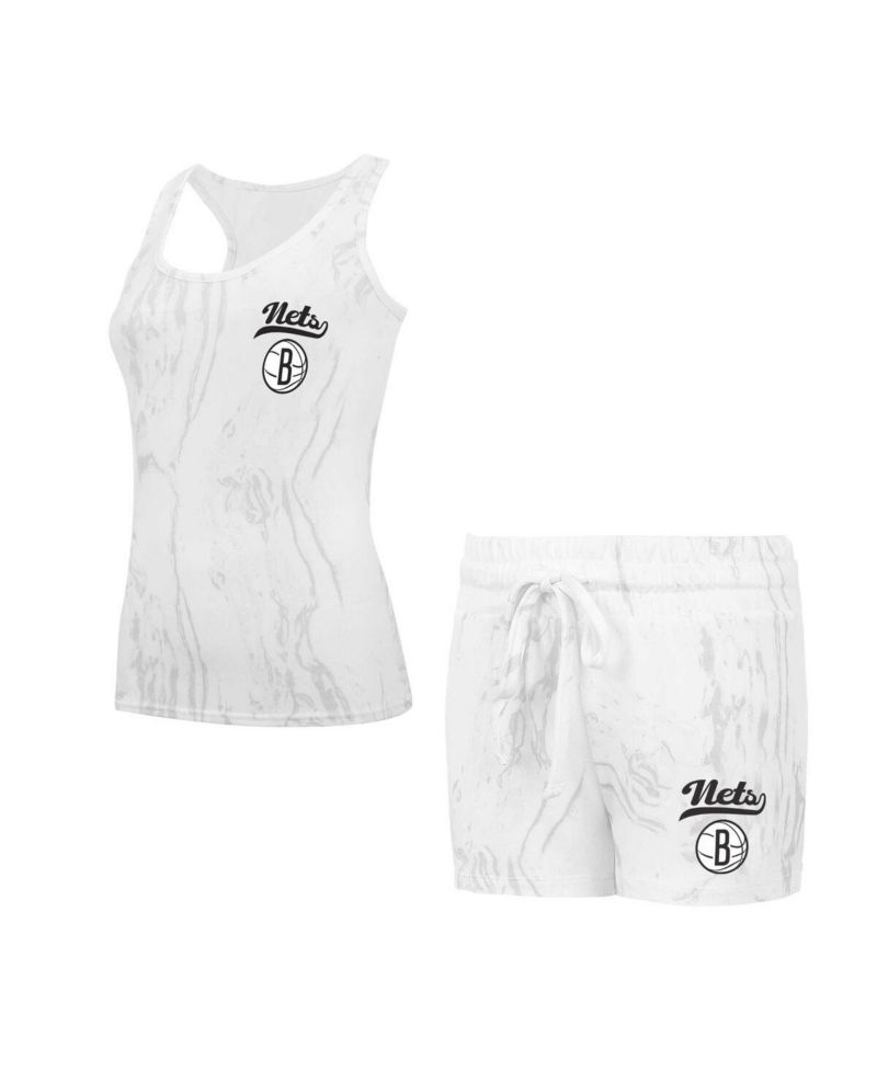 Women's White Brooklyn Nets Quartz Tank Top and Shorts Set