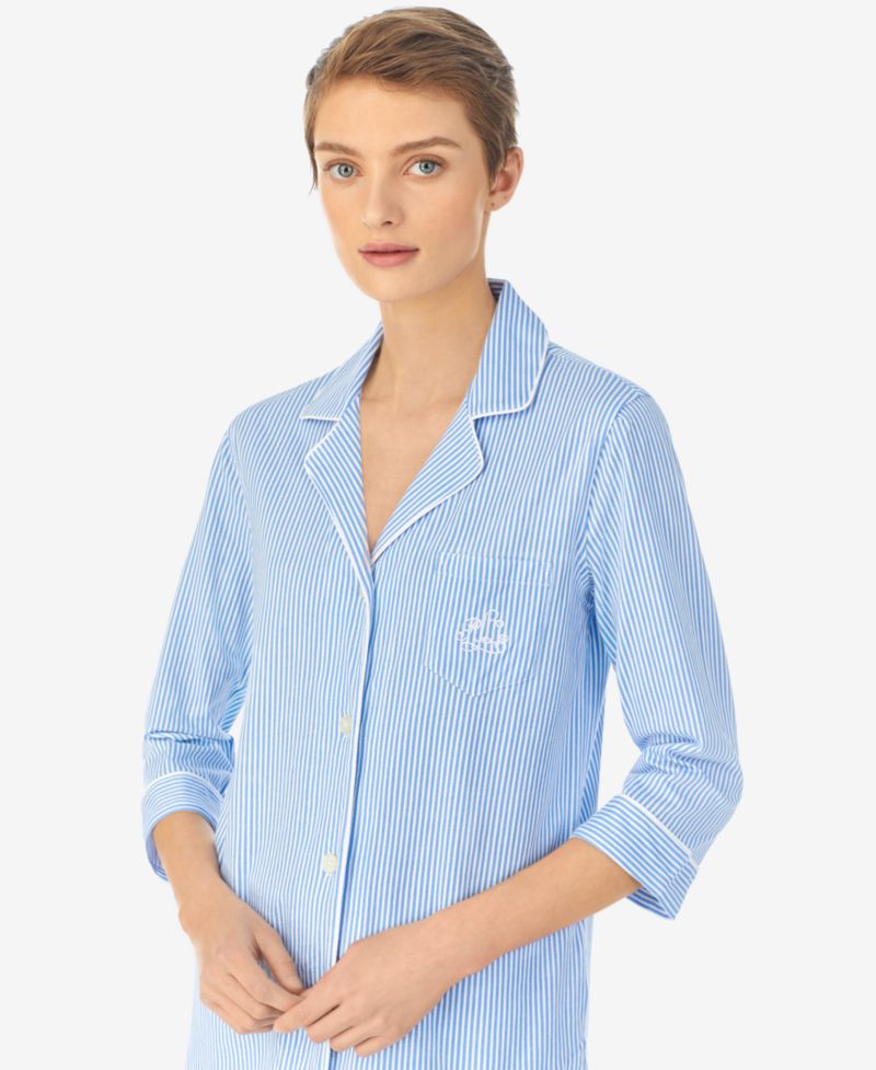 3/4 Sleeve Classic Notch Collar Capri Pajama Set