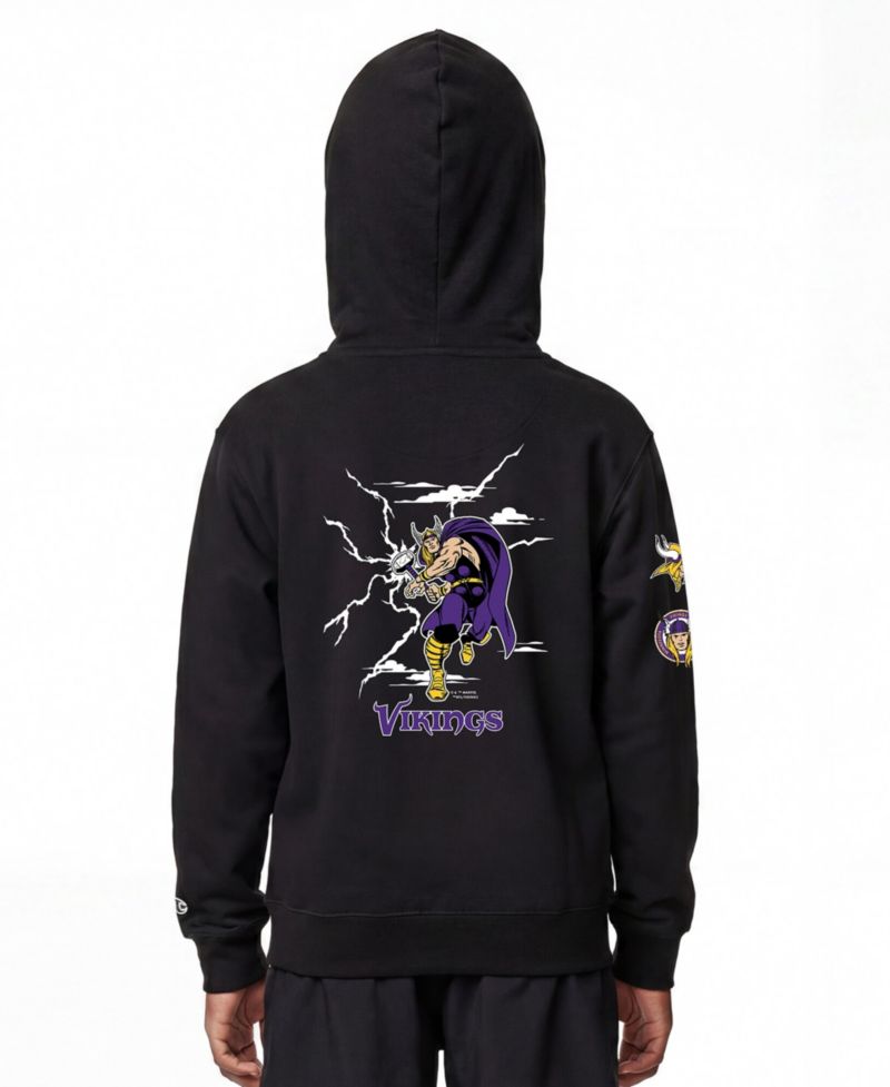 Big Boys and Girls Black Minnesota Vikings Disney X Champion Full-Zip Hoodie