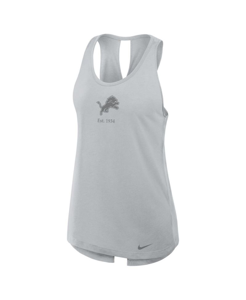 Women's Gray Detroit Lions Glory Crisscross Performance Tank Top