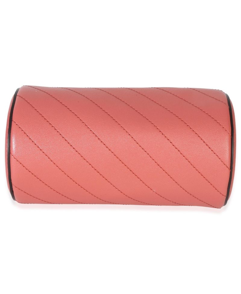 Pink Diagonal Quilted Calfskin Mini Blondie Barrel Bag
