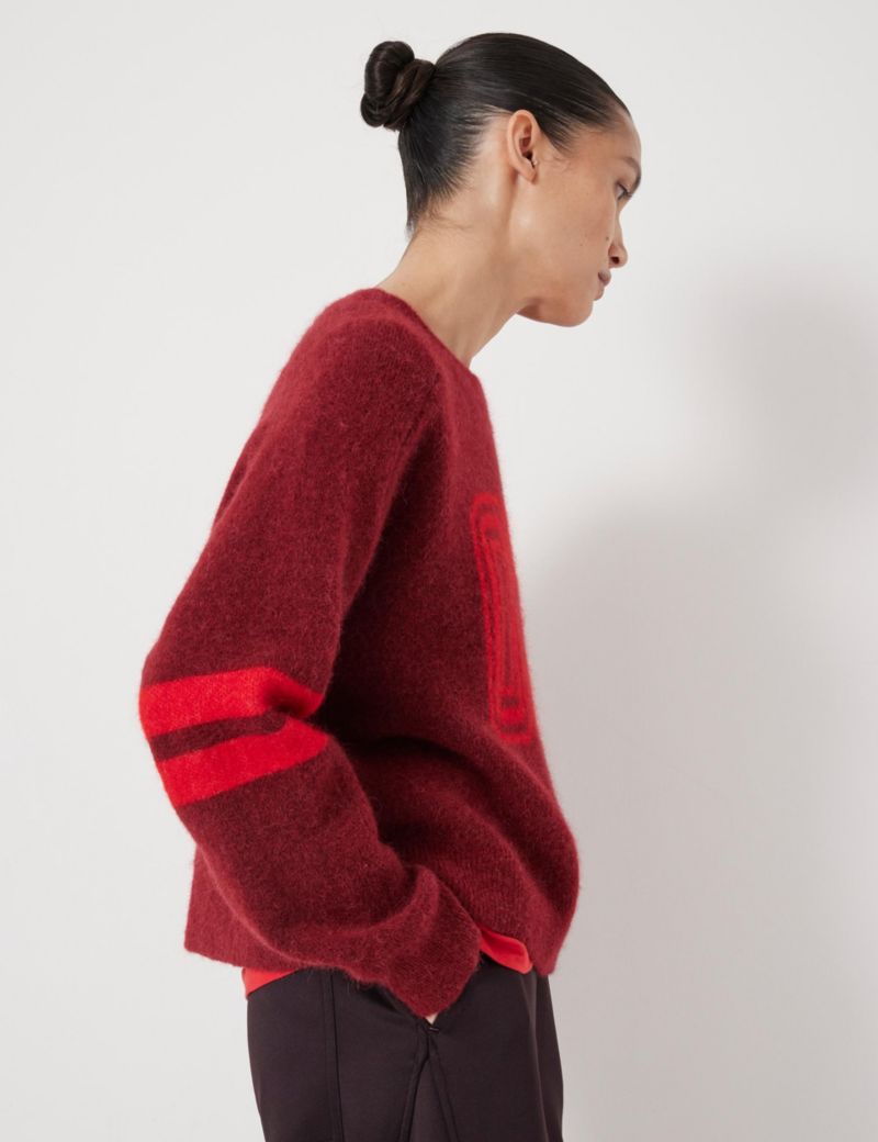 Women's Varsity Jacquard Wool Blend Sweater