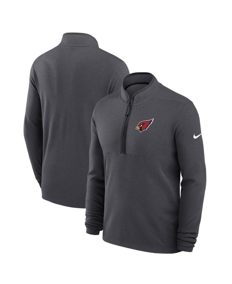 Men's Anthracite Arizona Cardinals Lightweight Victory Dri-FIT Half-Zip Pullover Hoodie