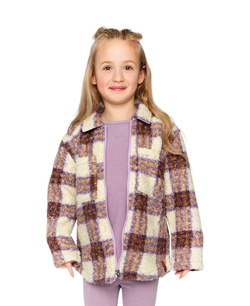 Girls (6-14) Zipped Sherpa Overshirt with Chest Pockets