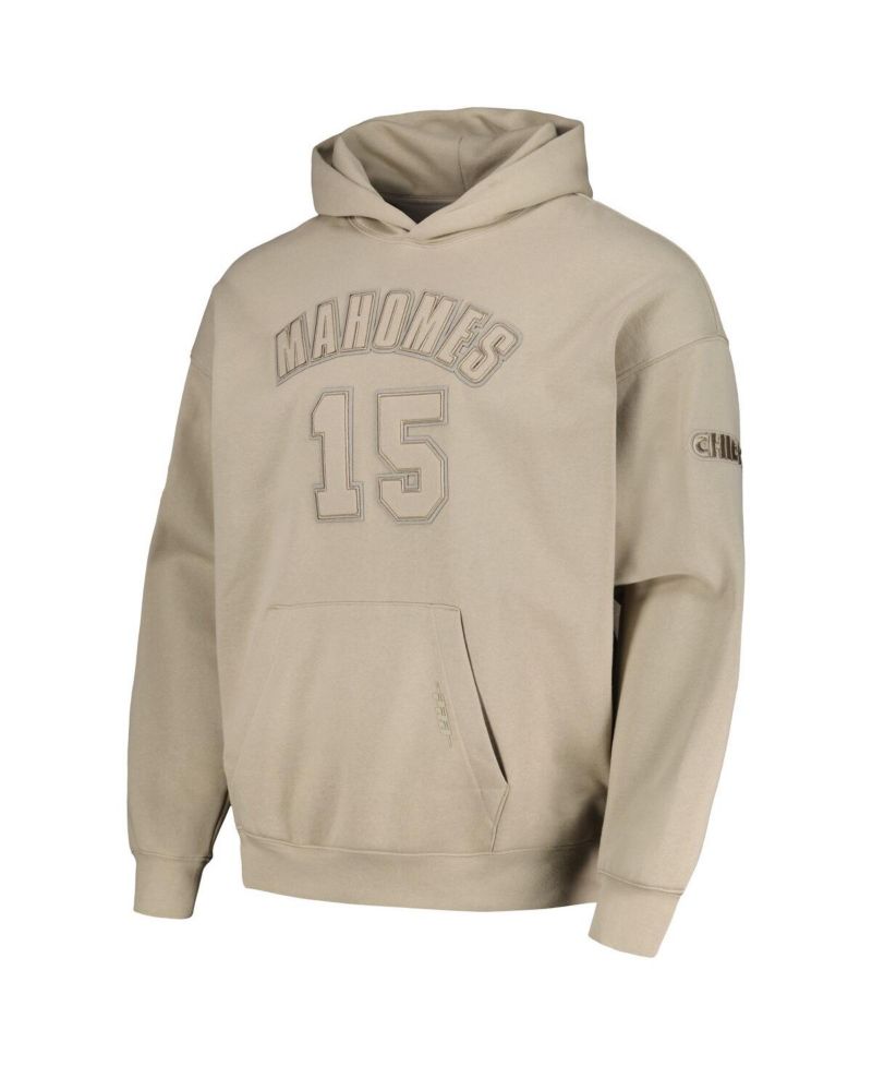 Men's Tan Kansas City Chiefs Player Name and Number Pullover Hoodie