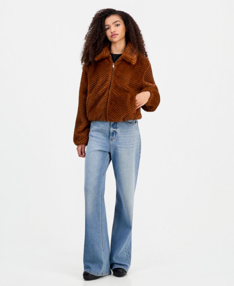 Women's Faux-Fur Chevron Jacket