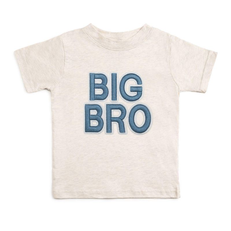 Little Boys Big Bro Embroidered Patch Short Sleeve T-Shirt