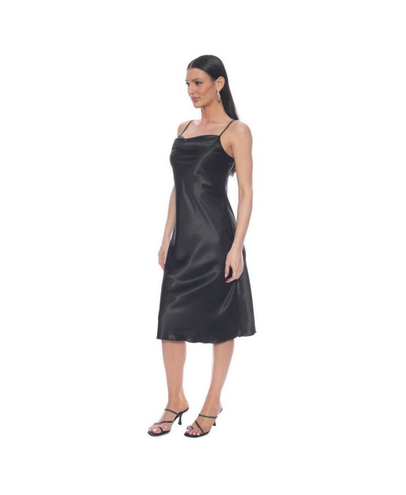 Women's Satin Cowl Midi Dress