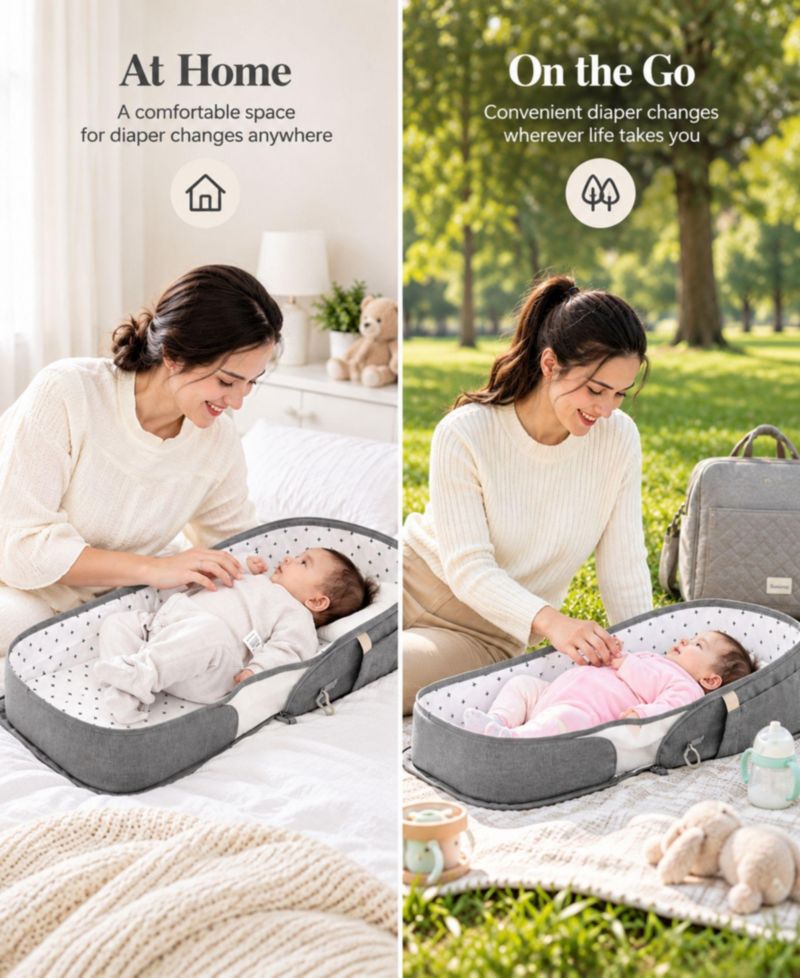 Portable Baby Changing Bag Backpack with Fold-Out Changing Station