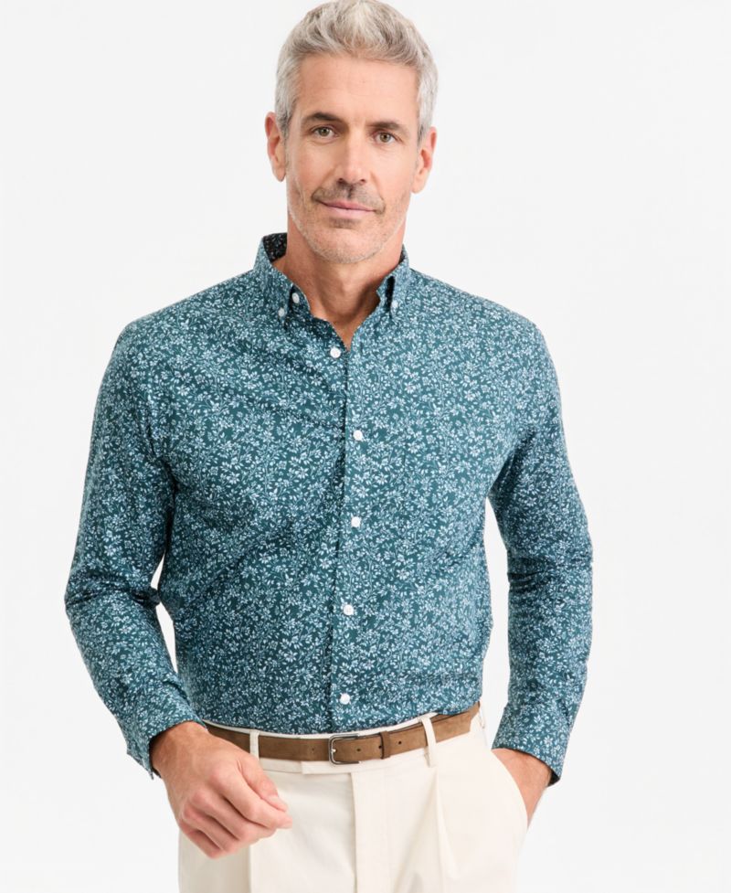 Men's Floral Poplin Button-Down Shirt
