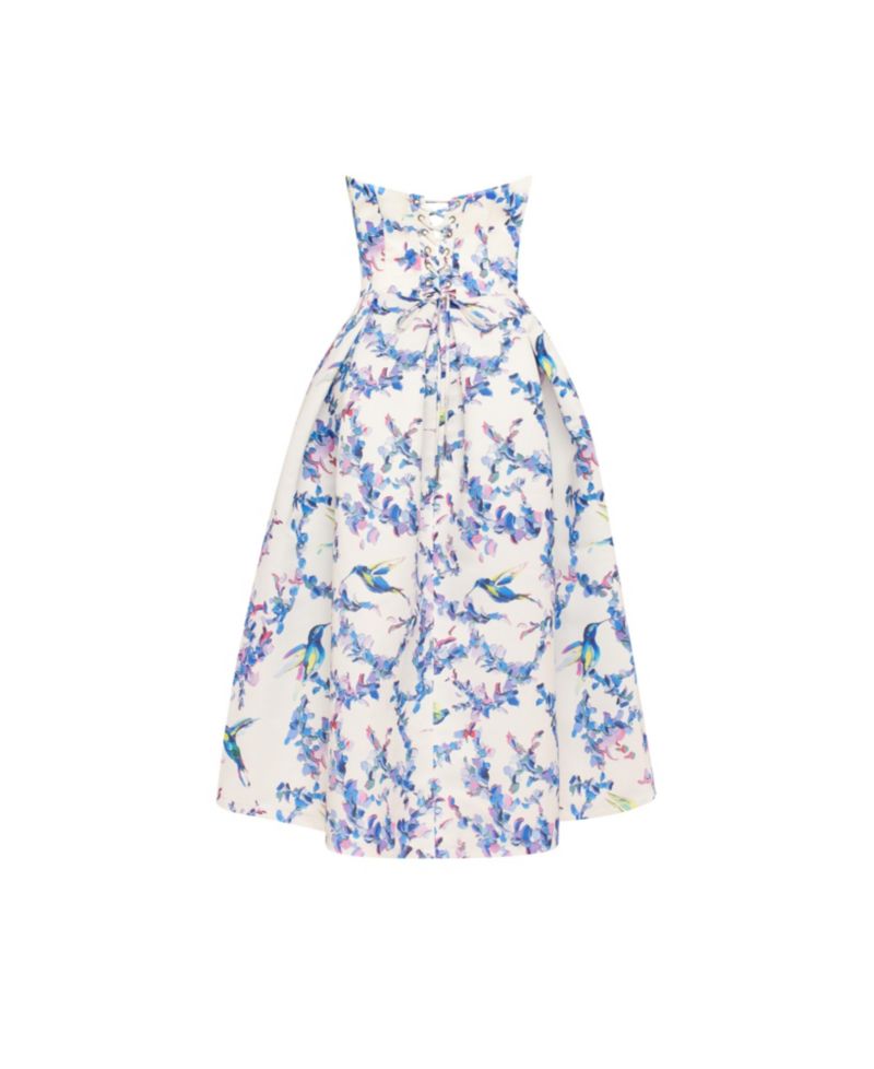 Women's Strapless Midi Dress With A Flower Print