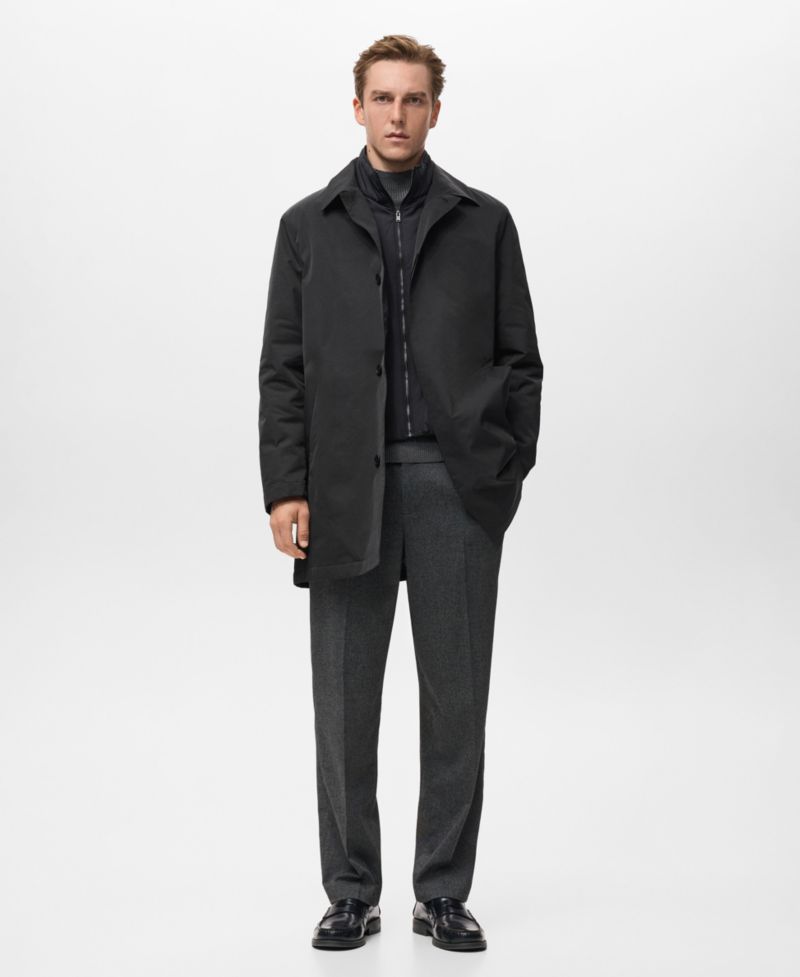 Men's Quilted Water-Repellent Trench Coat