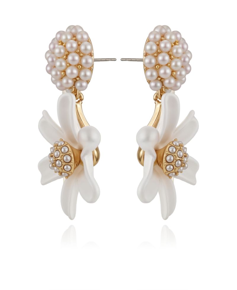 Daisy Imitation Pearl Drop Earrings