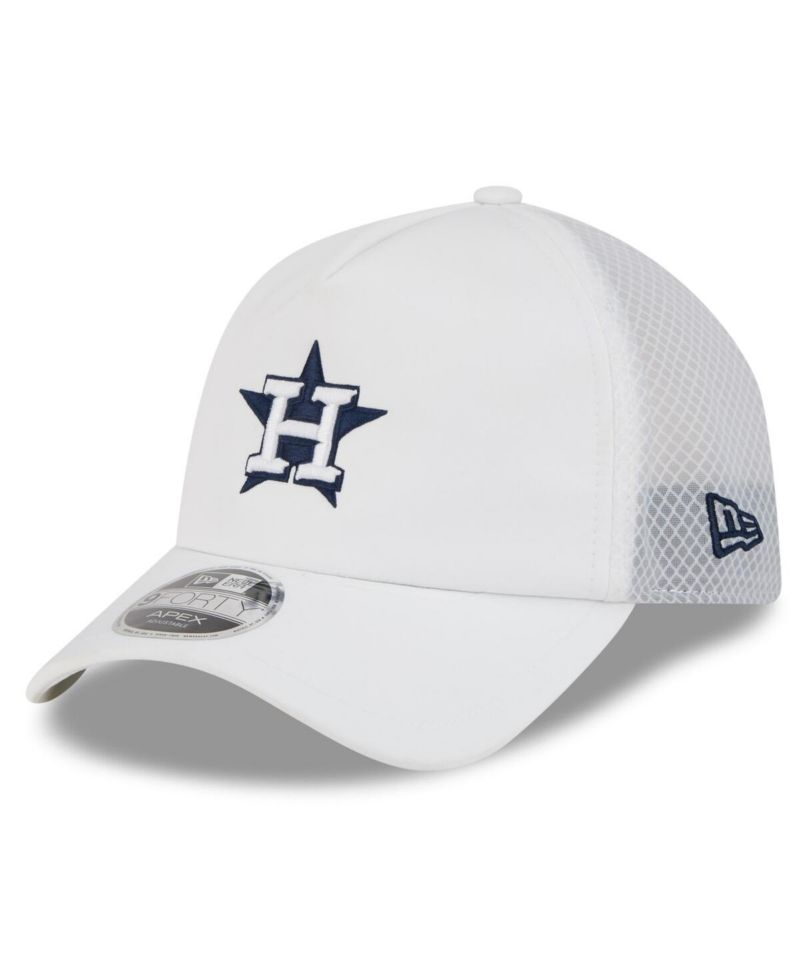 Men's White Houston Astros 2026 Batting Practice Apex 9FORTY Adjustable Trucker Hat