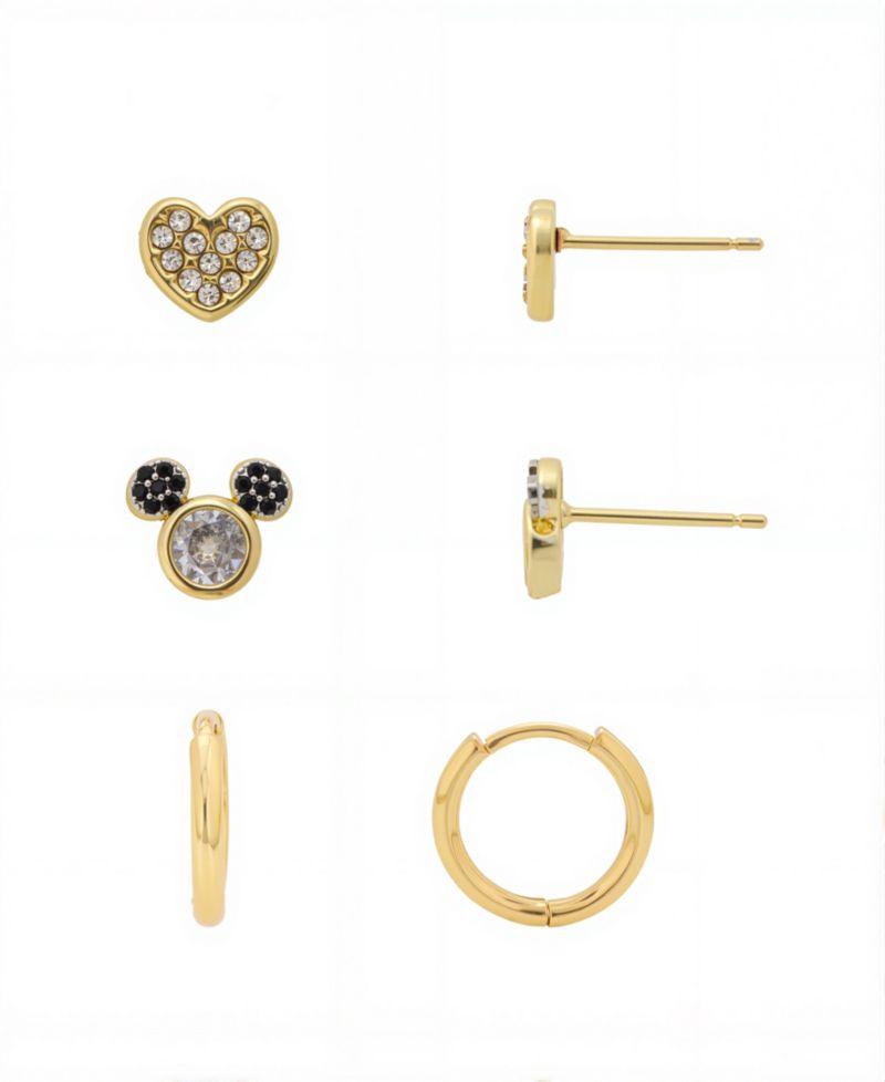 Gold Plated Cubic Zirconia Stud Earring Set