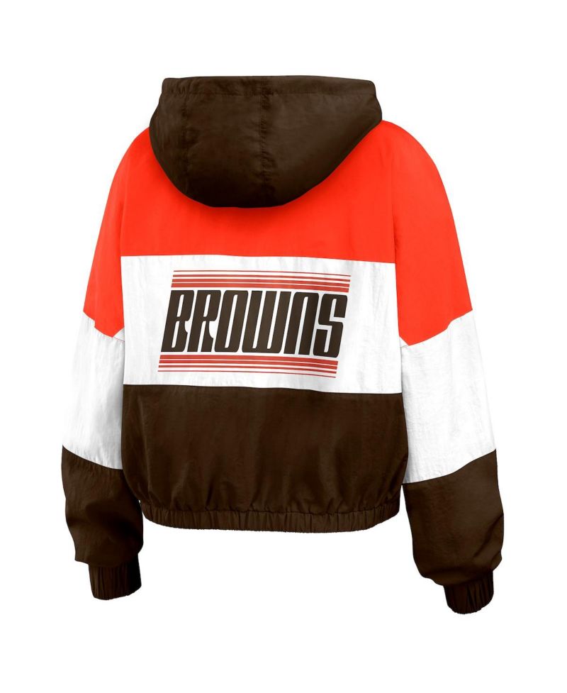 Women's Brown Cleveland Browns Color Block Full-Zip Windbreaker Jacket