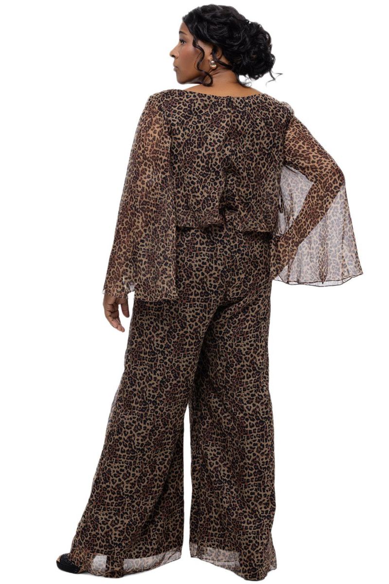 Women's Scoop Neck Wide Leg Animal Print Jumpsuit