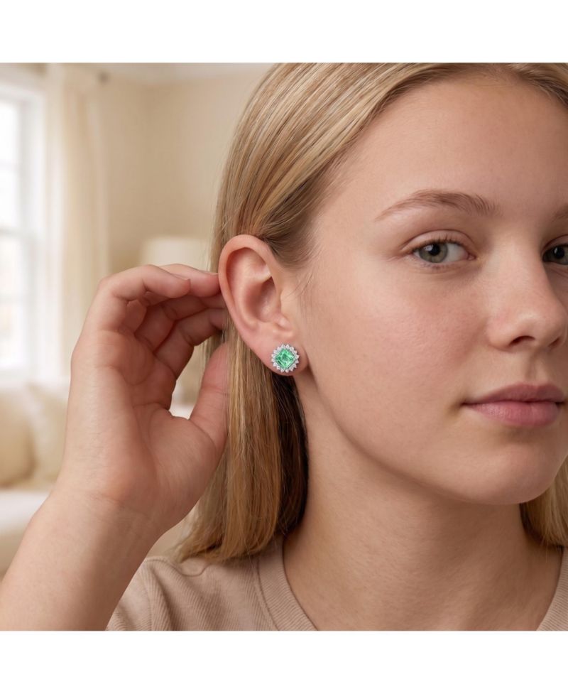 Classy Halo Square Stud Earrings
